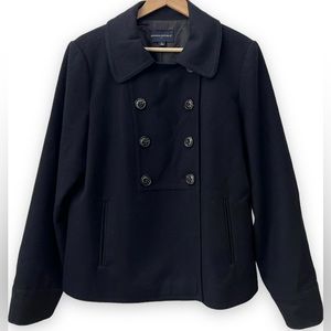 BANANA REPUBLIC Jacket Classic Black Wool Blend Peacoat Coat XL